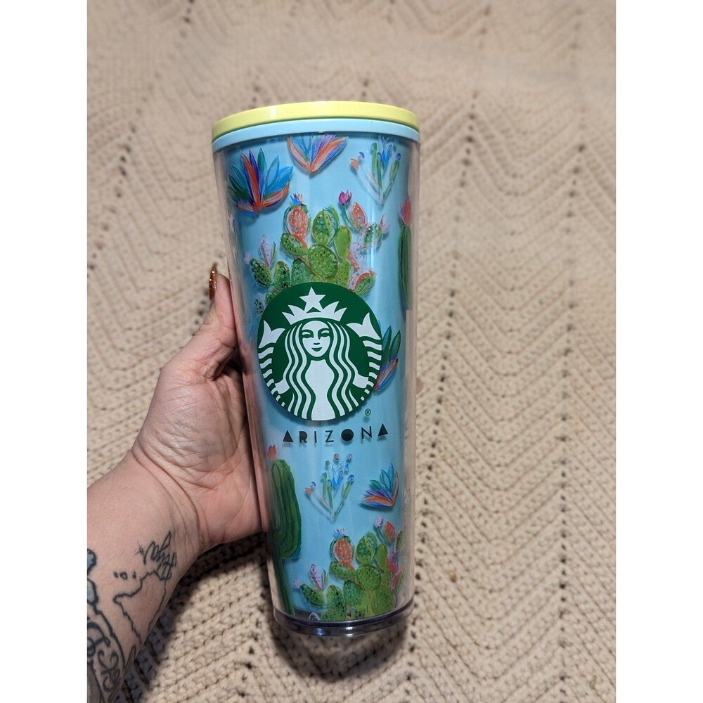 Starbucks Blue Yellow Cactus Arizona State Tumbler